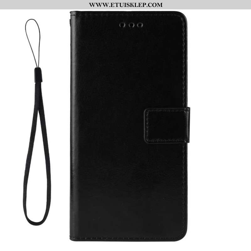 Etui Folio do iPhone 14 Błyszcząca Sztuczna Skóra